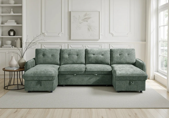 Moscow Green Sofabed U Shape Corner