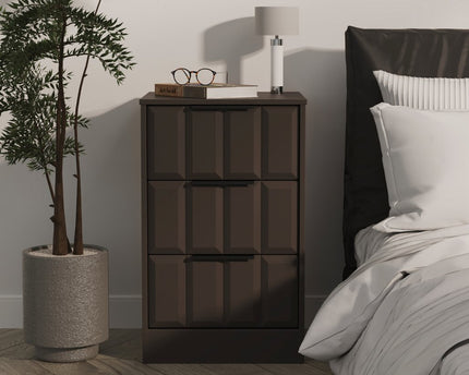 New York 3 Drawer Bedside Table in Graphite Black