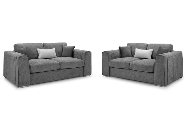 Naples 3+2 Sofa Set - Ivory, upholstered in soft chenille fabric for ultimate comfort. Featuring removable seat and back cushions with removable covers, Fabric band detail around the arm of the sofa
