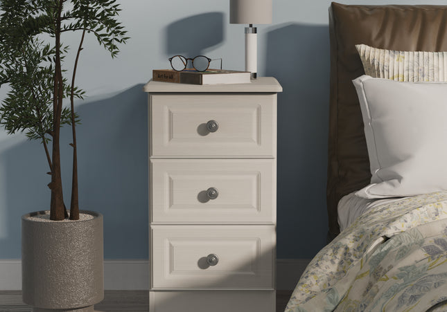 Pembroke 3 Drawer Bedside Table in Grey