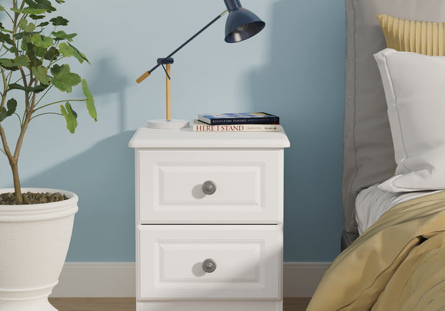Pembroke 2 Drawer Bedside Table in White Ash