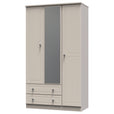 Kashmir Ash / Triple 2 Drawer With Mirror Wardrobe