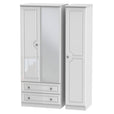 White Gloss / Triple 2 Drawer With Mirror Wardrobe