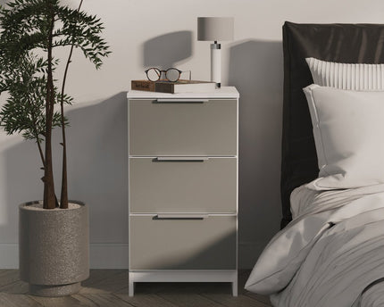 Plymouth 3 Drawer Bedside Table in Uniform Gloss & White