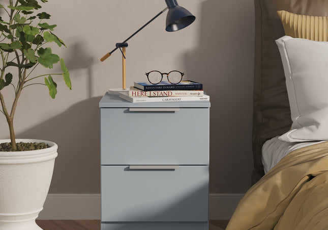 Plymouth 2 Drawer Bedside Table in Denium Blue