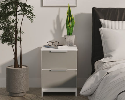 Plymouth 2 Drawer Bedside Table in Uniform Gloss & White