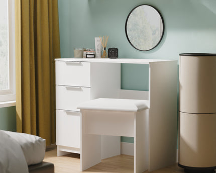 Plymouth Desk & Stool in White Gloss