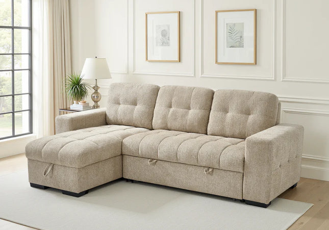 Palermo Universal Corner Sofa Bed In Beige