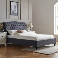 Rosa Bed - Double Or King Size - Dark Grey