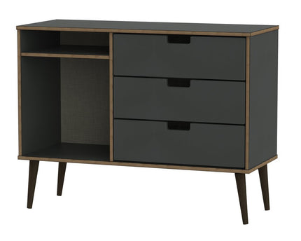 Shanghai 3 Drawer TV Unit with legs in Graphite
