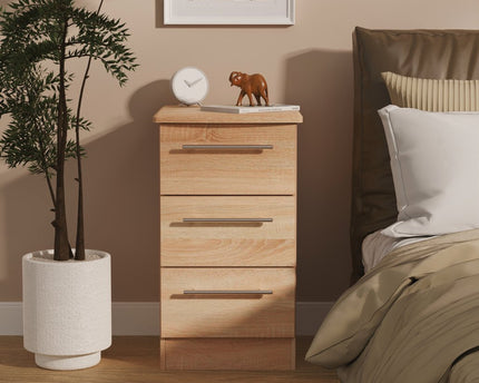 Sherwood 3 Drawer Bedside Table in Bardolino Oak