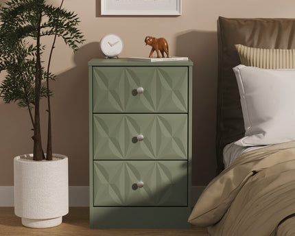 San Jose 3 Drawer Bedside Table in Reed Green