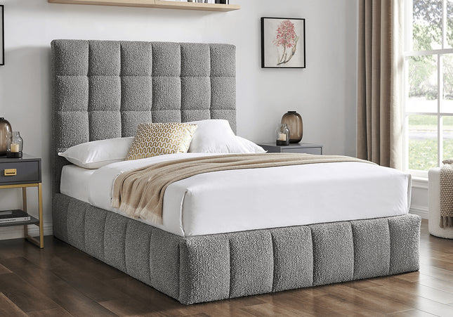 Starla Square Ottoman Bed - Double or King Size - Dove Grey Boucle