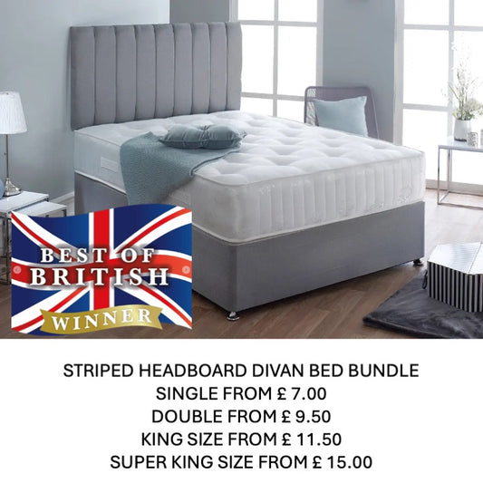 Divan Bed-Bundle - Striped Headboard