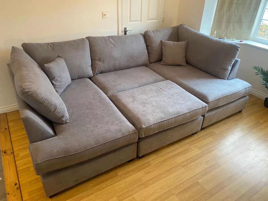 Carnaby U Shape Sofa Including Footstool - Grey