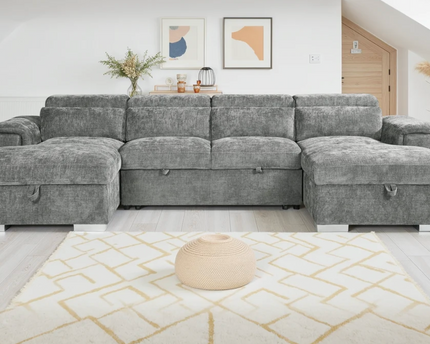 Alaya U Shape Sofa Bed In Grey
