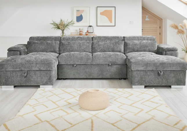 Alaya U Shape Sofa Bed In Grey
