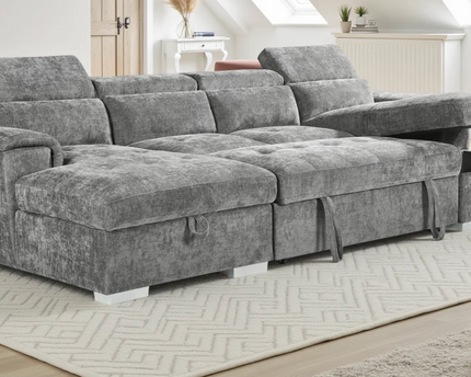 Alaya U Shape Sofa Bed In Grey