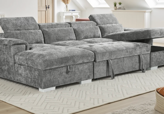 Alaya U Shape Sofa Bed In Grey