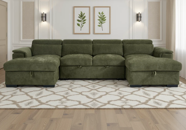 Alaya U Shape Sofa Bed In Green