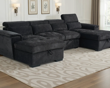Alaya U Shape Sofa Bed In Black