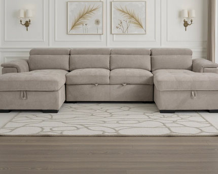 Alaya U Shape Sofa Bed In Beige