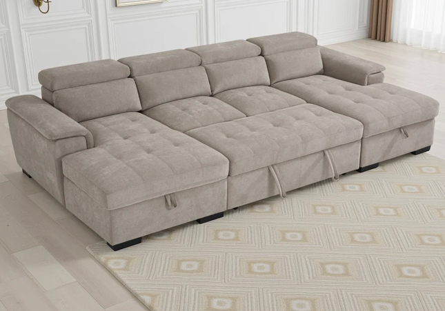 Alaya U Shape Sofa Bed In Beige