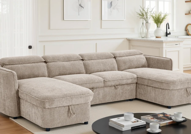 Capri Sofabed Beige U Shape Corner