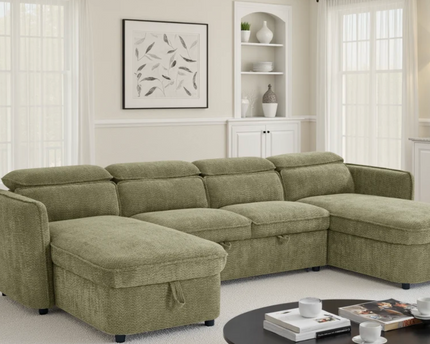 Capri Sofabed Green U Shape Corner