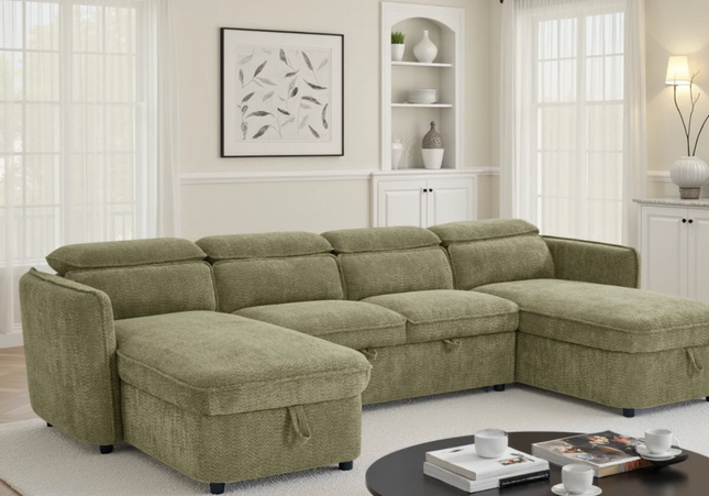 Capri Sofabed Green U Shape Corner
