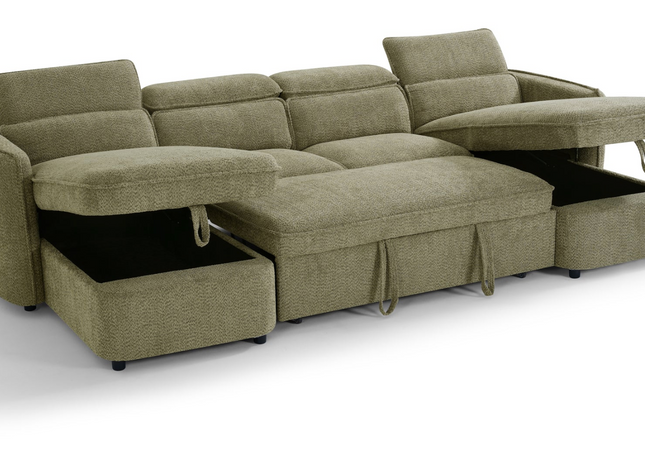 Capri Sofabed Green U Shape Corner