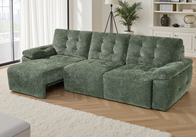Dallas 3 Seater Electric Sofa Bed In Green