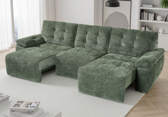 Dallas 3 Seater Electric Sofa Bed In Green