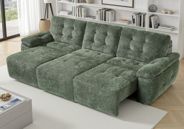 Dallas 3 Seater Electric Sofa Bed In Green