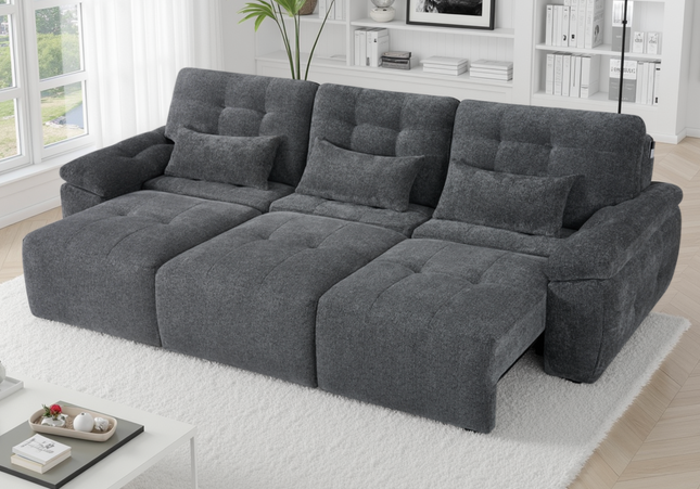 Dallas 3 Seater Electric Sofa Bed In Grey