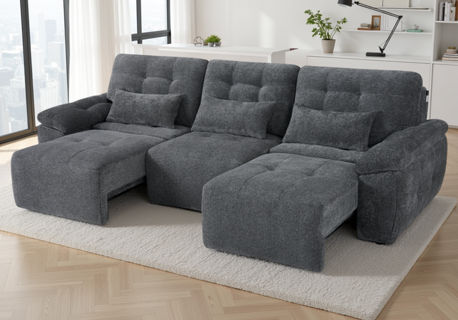 Dallas 3 Seater Electric Sofa Bed In Grey