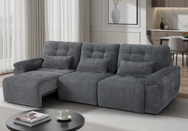 Dallas 3 Seater Electric Sofa Bed In Grey