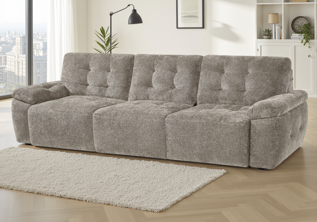 Dallas 3 Seater Electric Sofa Bed In Mushroom