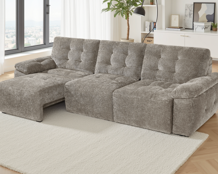 Dallas 3 Seater Electric Sofa Bed In Mushroom