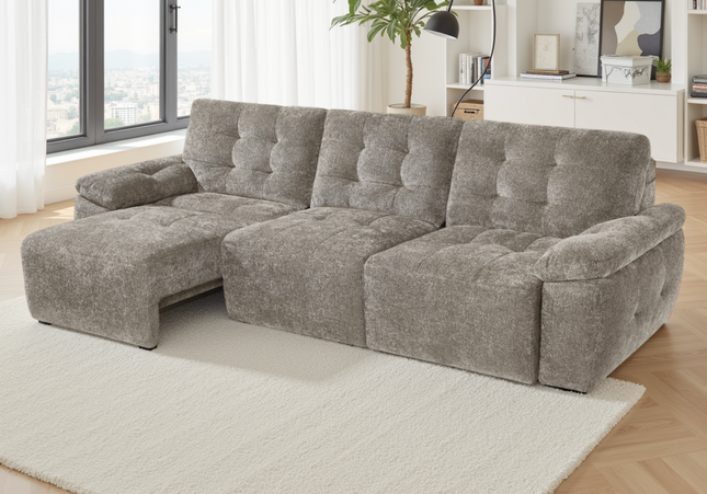 Dallas 3 Seater Electric Sofa Bed In Mushroom