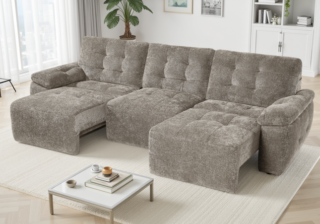 Dallas 3 Seater Electric Sofa Bed In Mushroom