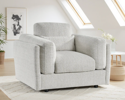 The Bari ARMCHAIR Beige, plush comfort with  soft plump cushions and gentle arm cushions.