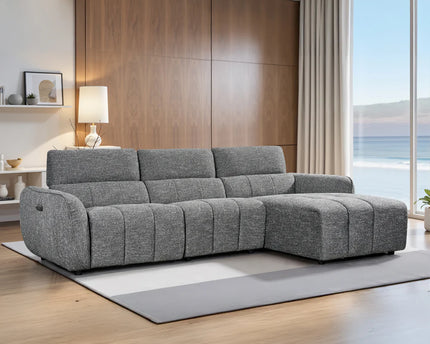 Turin Right Hand Chaise Power Recliner In Charcoal
