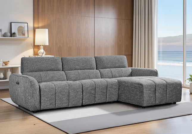 Turin Right Hand Chaise Power Recliner In Charcoal