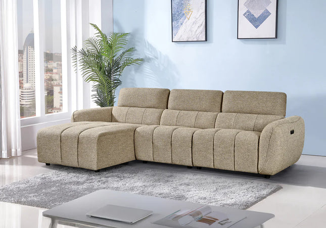 Turin Left Hand Chaise Power Recliner In Mocha