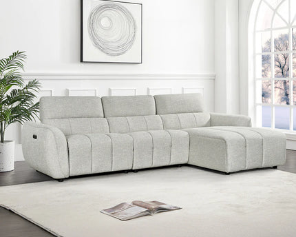 Turin Right Hand Chaise Power Recliner In Silver