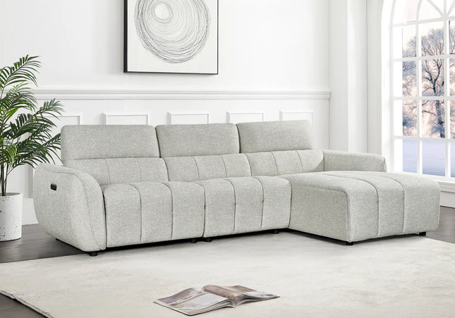 Turin Right Hand Chaise Power Recliner In Silver