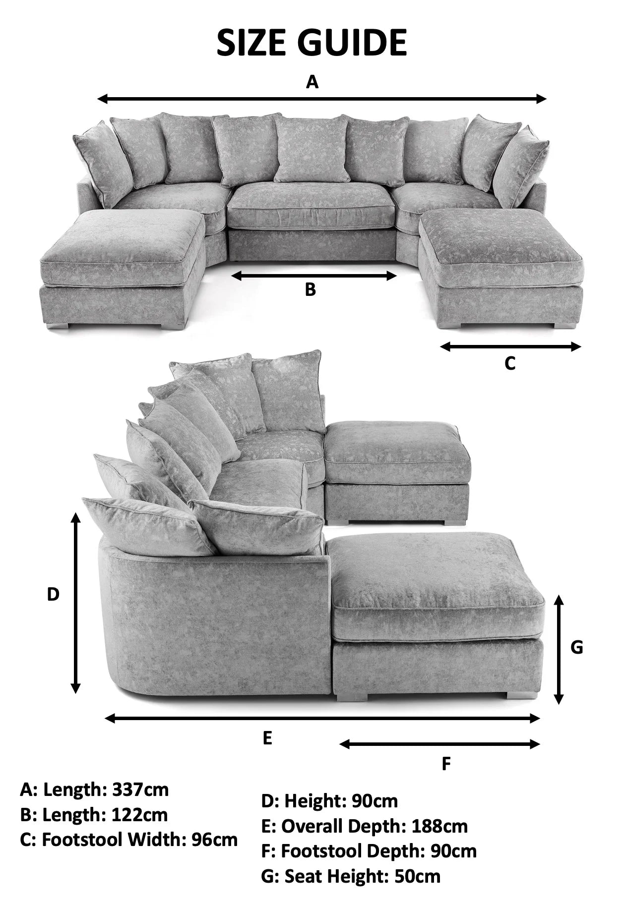 Bishop U Shape Sofa - Truffle - Pillow Back