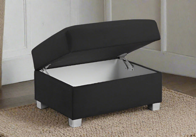 Verona Storage Foot Stool In Black