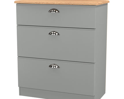 Victoria Bedroom Collection In Dusk Grey With Riviera Oak Top
